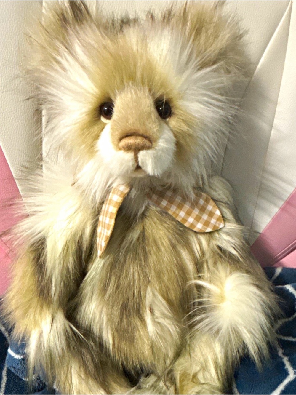 Charlie Bear Plush Small Pet Stuffed Animal in Cream and Tan -